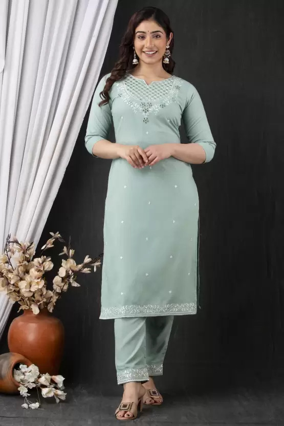 Women Viscose Rayon Kurti Pant Set