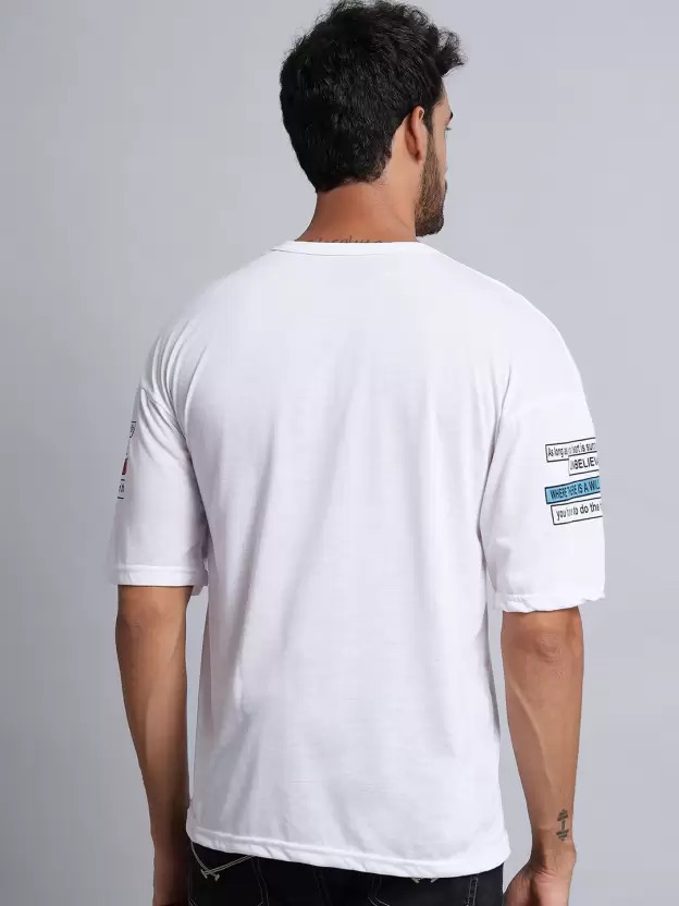 AIZAN Men Printed Round Neck Cotton Blend Half T-Shirt